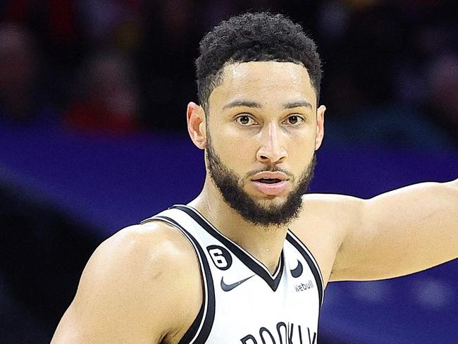 PHILADELPHIA, PENNSYLVANIA - JANUARY 25: Ben Simmons #10 of the Brooklyn Nets gestures during the fourth quarter against the Philadelphia 76ers at Wells Fargo Center on January 25, 2023 in Philadelphia, Pennsylvania. NOTE TO USER: User expressly acknowledges and agrees that, by downloading and or using this photograph, User is consenting to the terms and conditions of the Getty Images License Agreement.   Tim Nwachukwu/Getty Images/AFP (Photo by Tim Nwachukwu / GETTY IMAGES NORTH AMERICA / Getty Images via AFP)