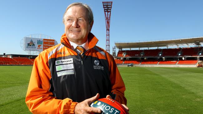 Greater Western Sydney (GWS) Giants AFL team coach Kevin Sheedy looks at the transformed Skoda Stadium, the former showgrounds at Olympic Park, Homebush in Sydney. GWS will play Essendon at the ground on 26/05/2012.