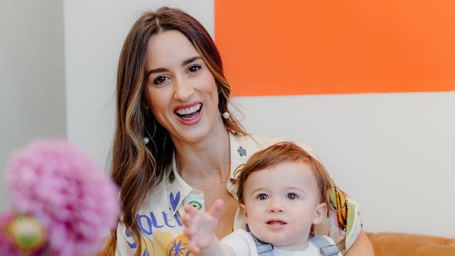 BubbaDesk founder Lauren Perrett with son Charles. Picture: Jeremy Jones