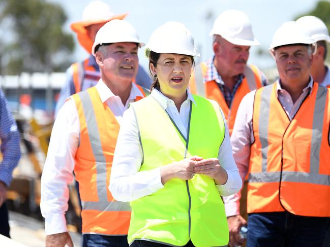 TOWNSVILLE , AUSTRALIA - NewsWire Photos - OCTOBER 21, 2020.Queensland Premier Annastacia Palaszczuk during a visit to a Bruce Highway upgrade construction site, south of Townsville, while on the election campaign trail. Queenslanders go to the polls on October 31.Picture: NCA NewsWire / Dan Peled
