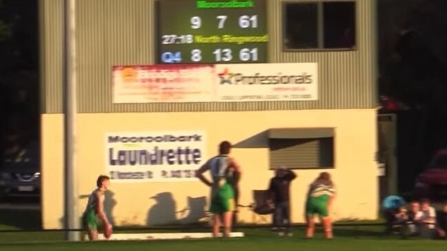 Peacock sets sail for goal with the scores locked at 61 apiece after the siren. Video/picture credit: Eastern Football Netball League