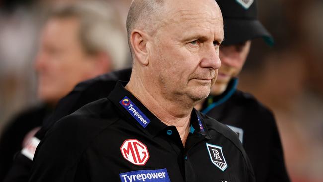 Ken Hinkley isn’t going anywhere just yet. Picture: Dylan Burns/AFL Photos via Getty Images