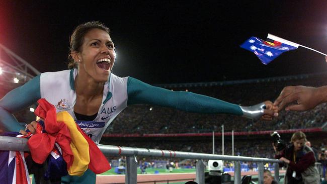 Cathy Freeman inspired generations with her gold-medal winning performance at the Sydney Games in 2000. Picture: Craig Borrow