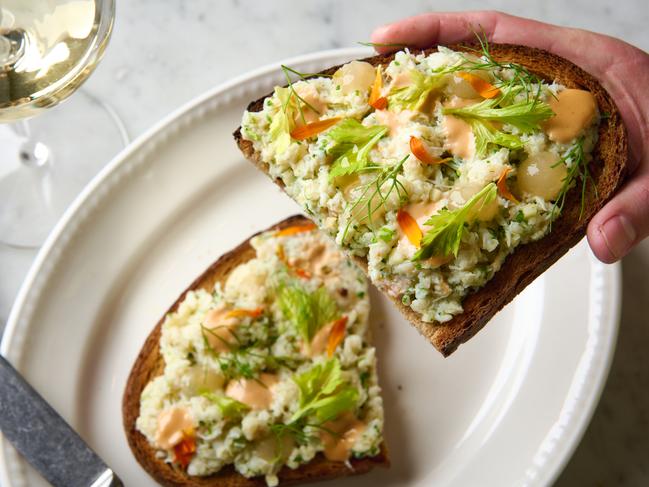 Hervey Bay blue swimmer crab tartine.