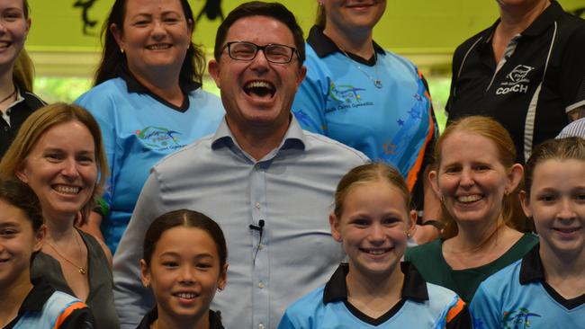 Members of South Cairns Gymnastics Centre celebrate with Agriculture and Northern Australia Littleproud after the centre received a $1.07m grant. Picture: Bronwyn Farr.