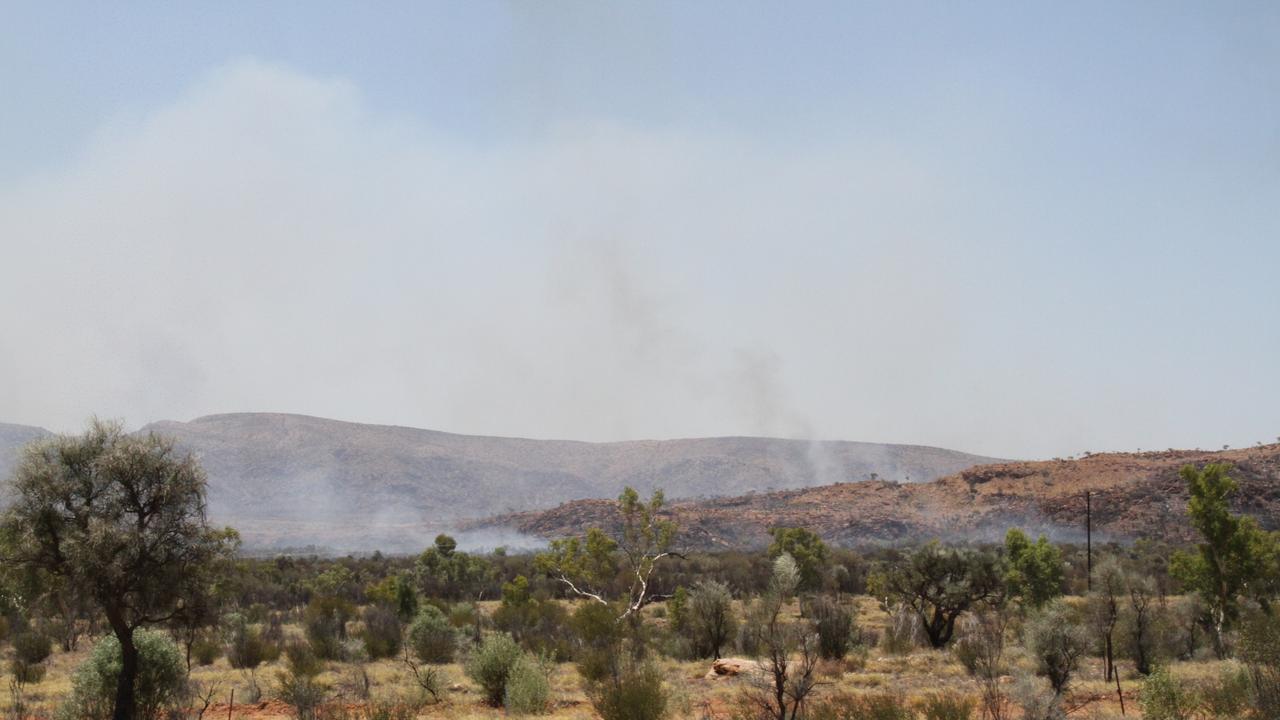 A bushfire burning west of Alice Springs has shut sections of the Larapinta Trail on the West MacDonnell Ranges, as well as Standley Chasm, with no reopening date set as of February 1, 2025. Picture: Gera Kazakov