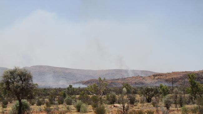 A bushfire burning west of Alice Springs has shut sections of the Larapinta Trail on the West MacDonnell Ranges, as well as Standley Chasm, with no reopening date set as of February 1, 2025. Picture: Gera Kazakov