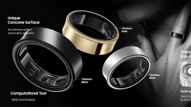 The titanium Samsung Galaxy Ring comes in black, gold and silver.