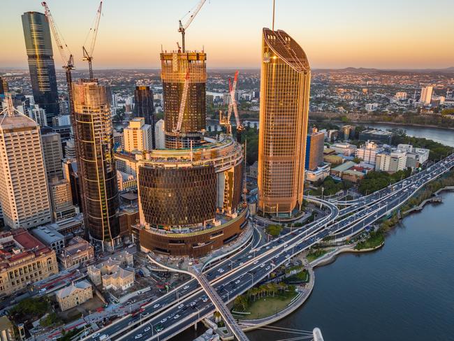 Progress image of The Star Brisbane and Queen's Wharf Brisbane precinct. Photo: The Star Entertainment Group.