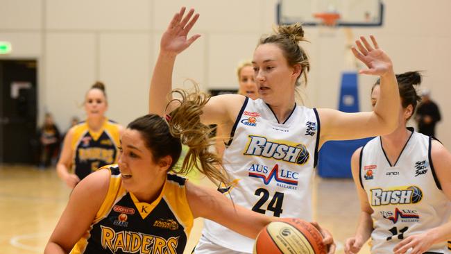 Sophie Alexander, pictured in action for Ballarat Rush in 2013, is hoping to be selected in the AFLW draft. Picture Lawrence Pinder