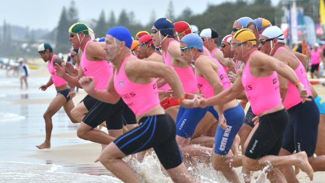 Athletes from around Australia competing at the Masters surf life saving. Pic: HarvPix