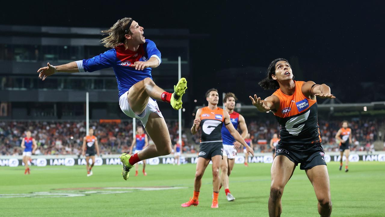 Airborne Ed Langdon was among the Demons’ best players. Picture: Getty Images