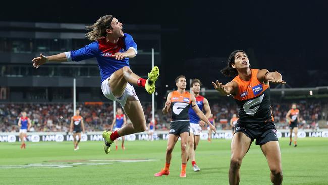 Airborne Ed Langdon was among the Demons’ best players. Picture: Getty Images