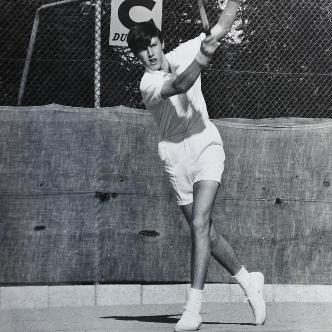 Jon playing at the Tasmanian State Championships at 18. Jon Aufder-Heide 74 who was recently inducted into the Tasmanian Tennis Hall of Fame.