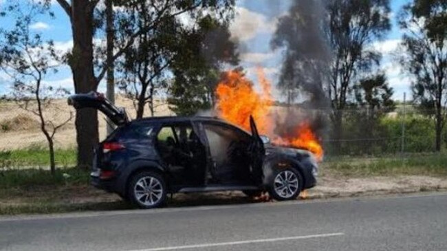Sumit Chugh’s Hyundai Tucson during the incident last year. Picture: Supplied