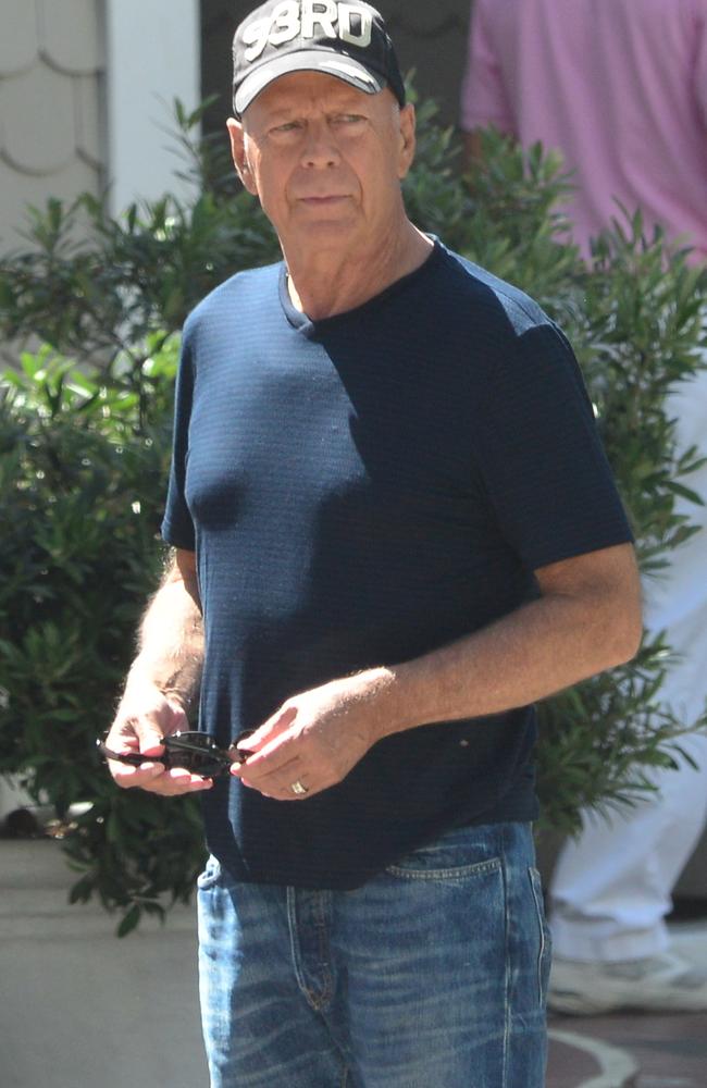 Bruce Willis seems to be in good spirits after having lunch at Shutters On The Beach in Santa Monica. Picture: London Entertainment/SplashNews.com