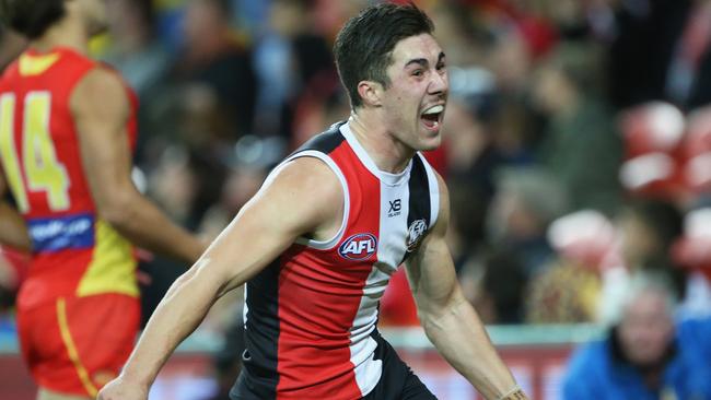 Jade Gresham celebrates kicking the winning goal for the Saints. Picture: Getty Images