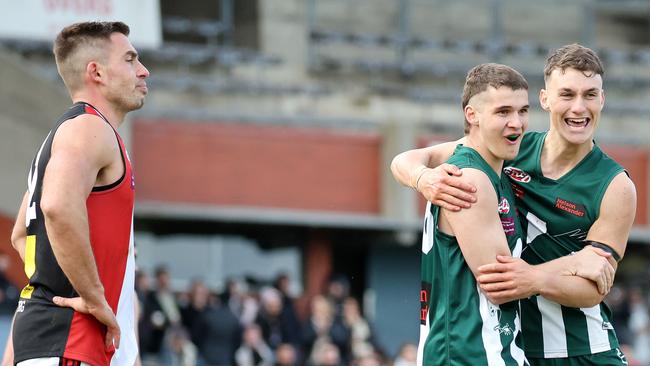 Luke Sultana of Airport West celebrates his goal.Picture: George Salpigtidis