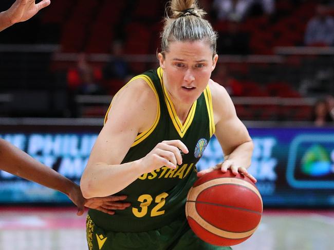 Opals guard Sami Whitcombe is expecting a physical clash with Serbia. Picture: Getty Images