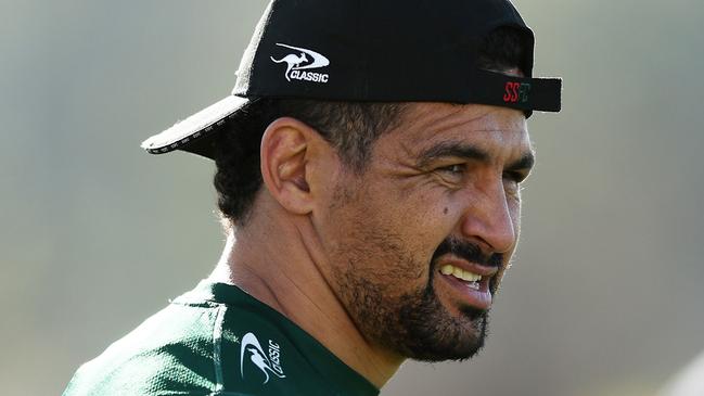 SYDNEY, AUSTRALIA - MAY 30:  Cody Walker looks on during a South Sydney Rabbitohs NRL training session at USANA Rabbitohs Centre on May 30, 2023 in Sydney, Australia. (Photo by Matt King/Getty Images)