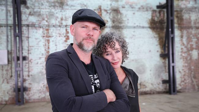 Video artists Shaun Gladwell and gallerist Anna Schwartz at Carriageworks in Sydney. Picture: Renee Nowytarger