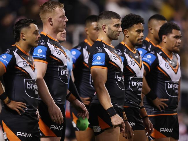 The Tigers were dismantled by the ruthless Dragons on Friday night. Picture: Jason McCawley/Getty Images