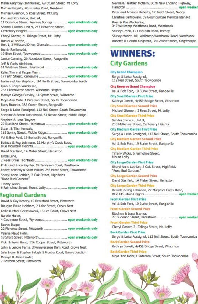 The Chronicle's 2023 Garden Competition – Garden entrants, winners and addresses – Page 2 of 4.