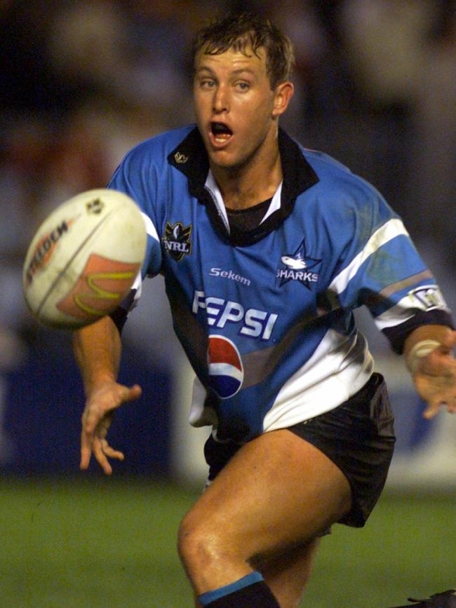 Jason Ferris in action for the Cronulla Sharks.