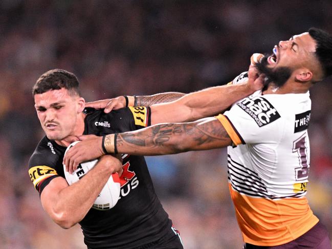 The Broncos may have been suffering a hangover from their grand final fun in 2023, with Haas questioning if the loss left any psychological scars. Picture: AFP