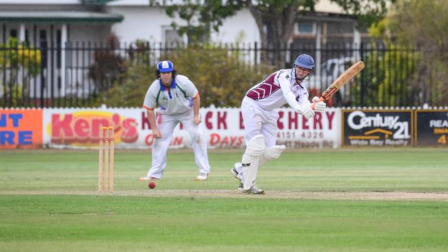 Norths Nathan Van Eekeren plays the ball square of the wicket.