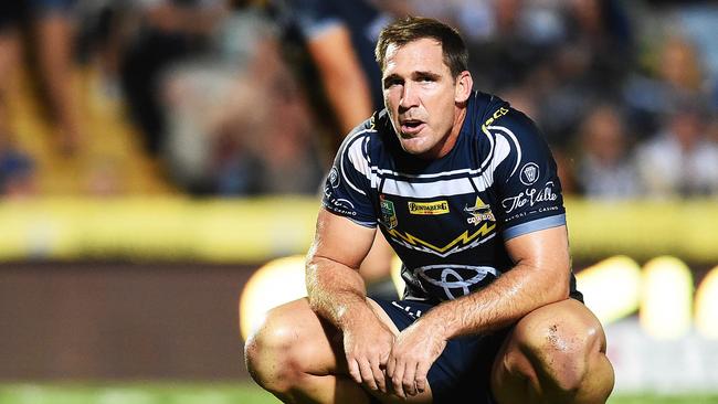 Scott Bolton had been celebrating with teammates after beating the Panthers. Picture: Zak Simmonds