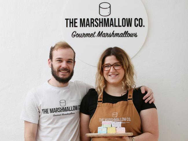 The Marshmallow Co owners Joel Twyman and Breah Mayer managed to grow their business through online sales during the pandemic. Picture: Sue Graham