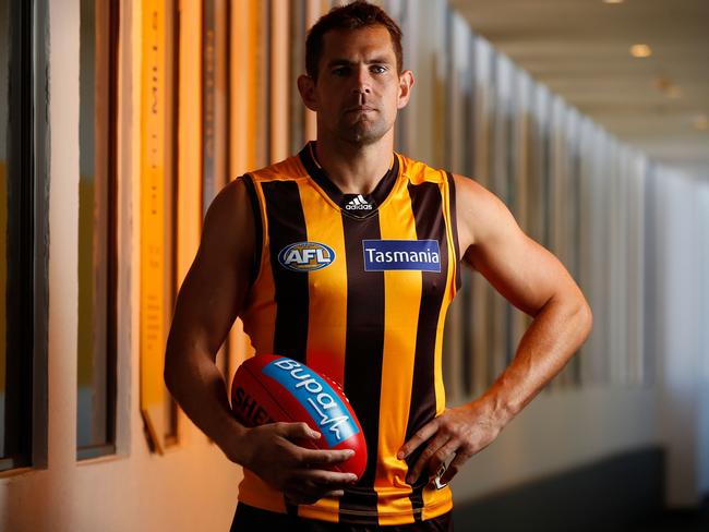 Luke Hodge of the Hawks poses for a portrait.