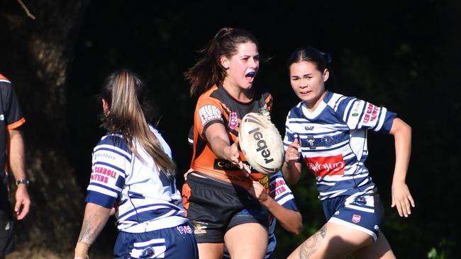 The Herbert River Crushers Women’s team drew 20-20 with Townsville Brothers in a hard-fought contest in Ingham on Saturday. Picture: Cameron Bates