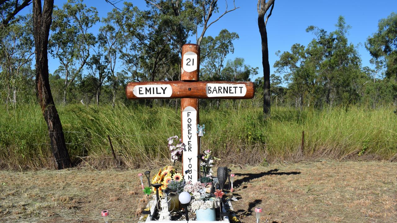 Emily Barnett's memorial on the side of the Bruce Highway at Midgee. Picture: Aden Stokes