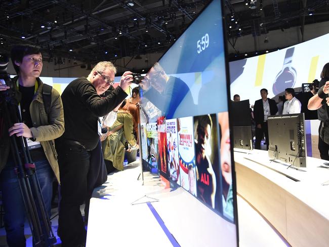 Attractive and slender ... the Sony Bravia TV, which is only 4.9mm thick, which is thinner than a Sony Xperia Z3 smartphone. Picture: AFP