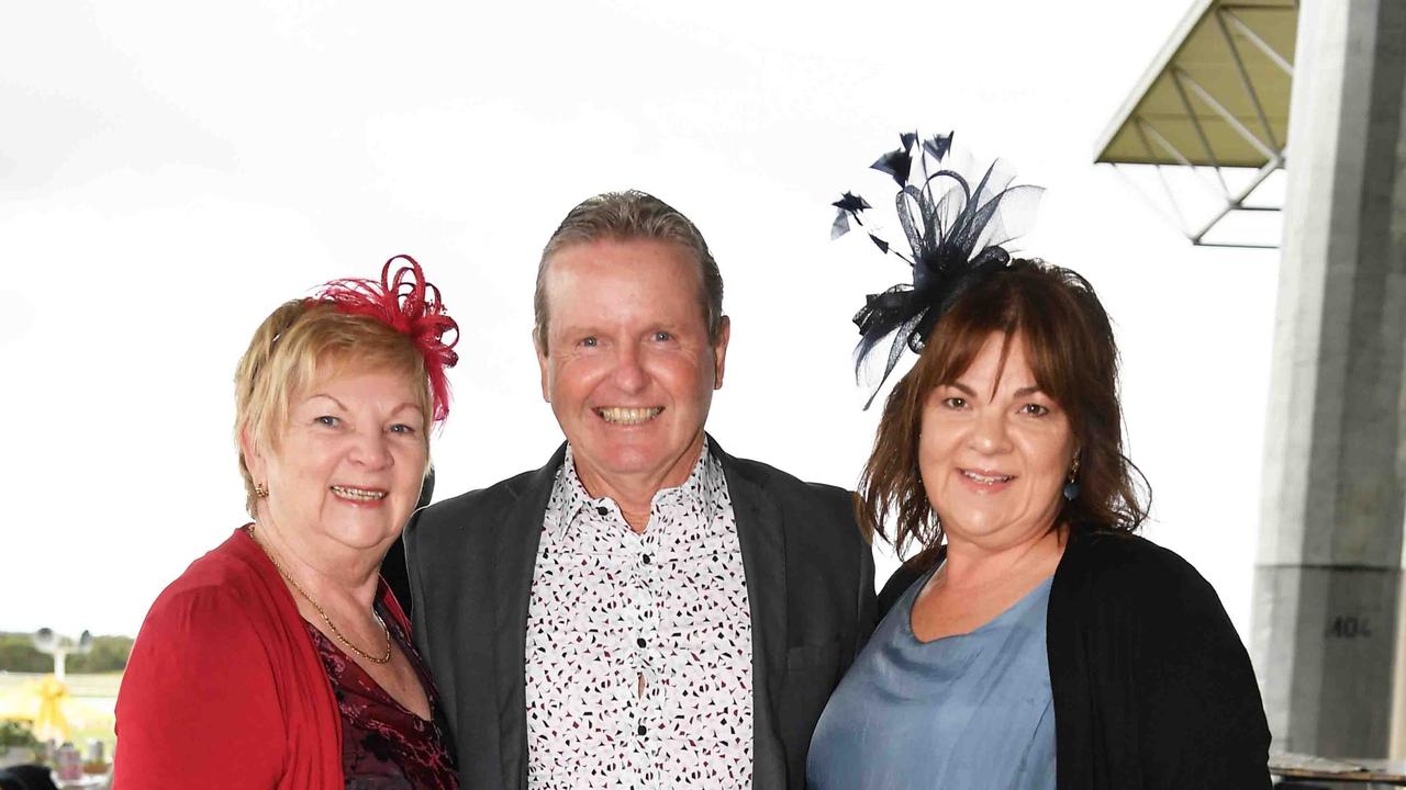 Julie and Stuart Heggie with Gayle Mallett at the Noosa Cup Race Day. Picture: Patrick Woods.