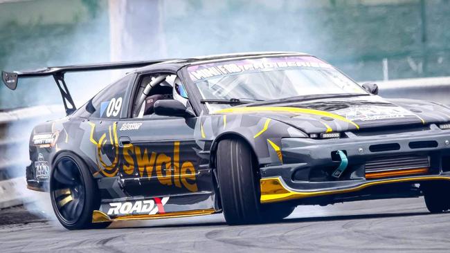 Drift car racing star Brendan Bennett from Macksville in action.