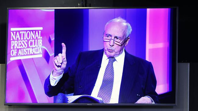 Former Prime Minister Paul Keating addressed the National Press Club by video link.