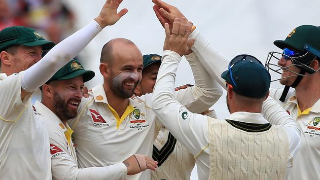 Nathan Lyon captured six wickets to wrap up the Test for Australia. Picture: Lindsey Parnaby/AFP