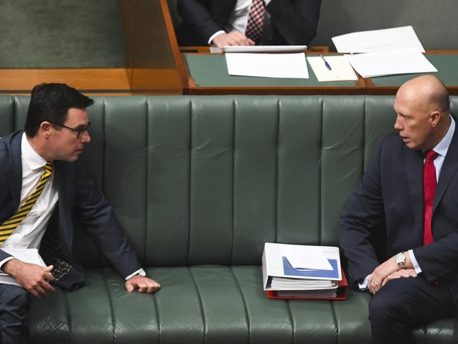 David Littleproud (left) and Peter Dutton in Parliament