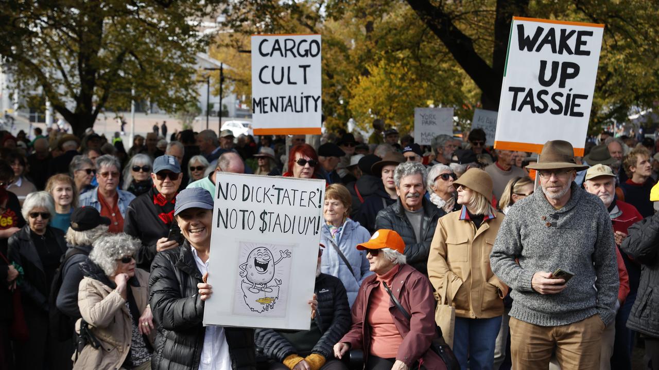 No Stadium Rally in Hobart at parliament lawns. Picture: Nikki Davis-Jones