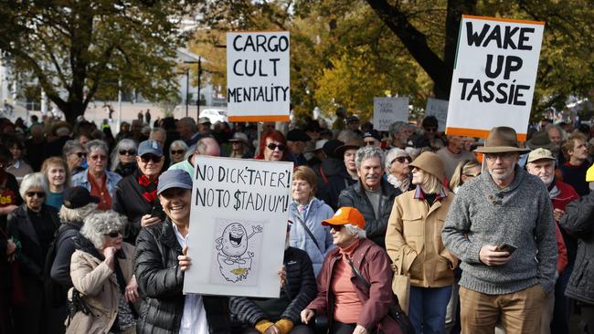 No Stadium Rally in Hobart at parliament lawns. Picture: Nikki Davis-Jones