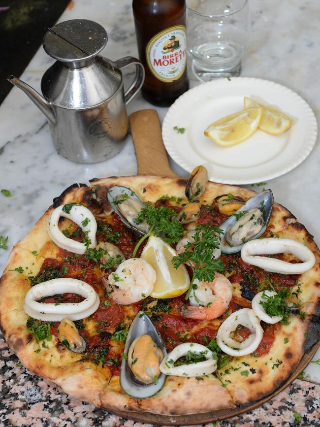 Wood Oven Gourmet’s seafood pizza. Picture: David Cronin