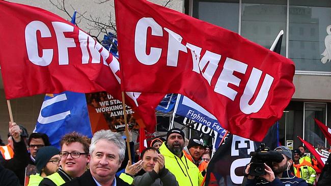 A worker’s resignation from the CFMEU was a ‘substantial’ factor in Baulderstone’s decision to demote the employee, judge Nicholas Manousaridis said. Picture: Kym Smith.