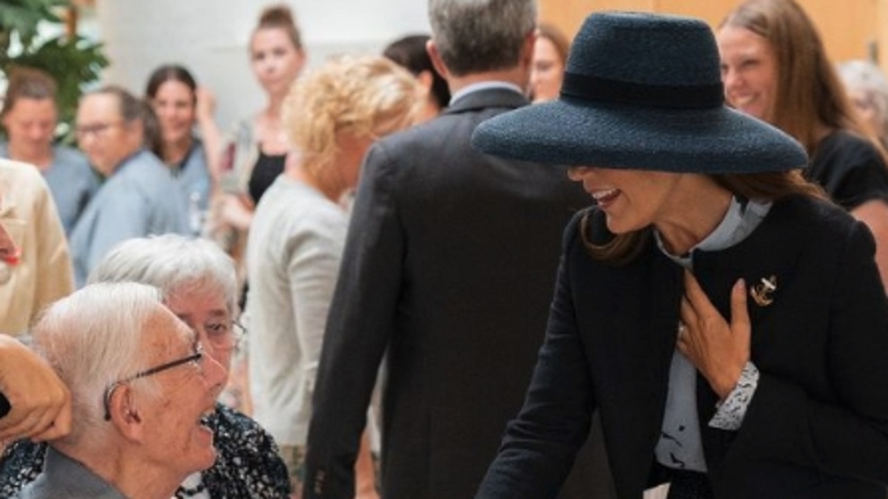 Queen Mary and King Frederik met the youngest and oldest citizens of the municipality in Kong Gauers Gard. Picture: Instagram.