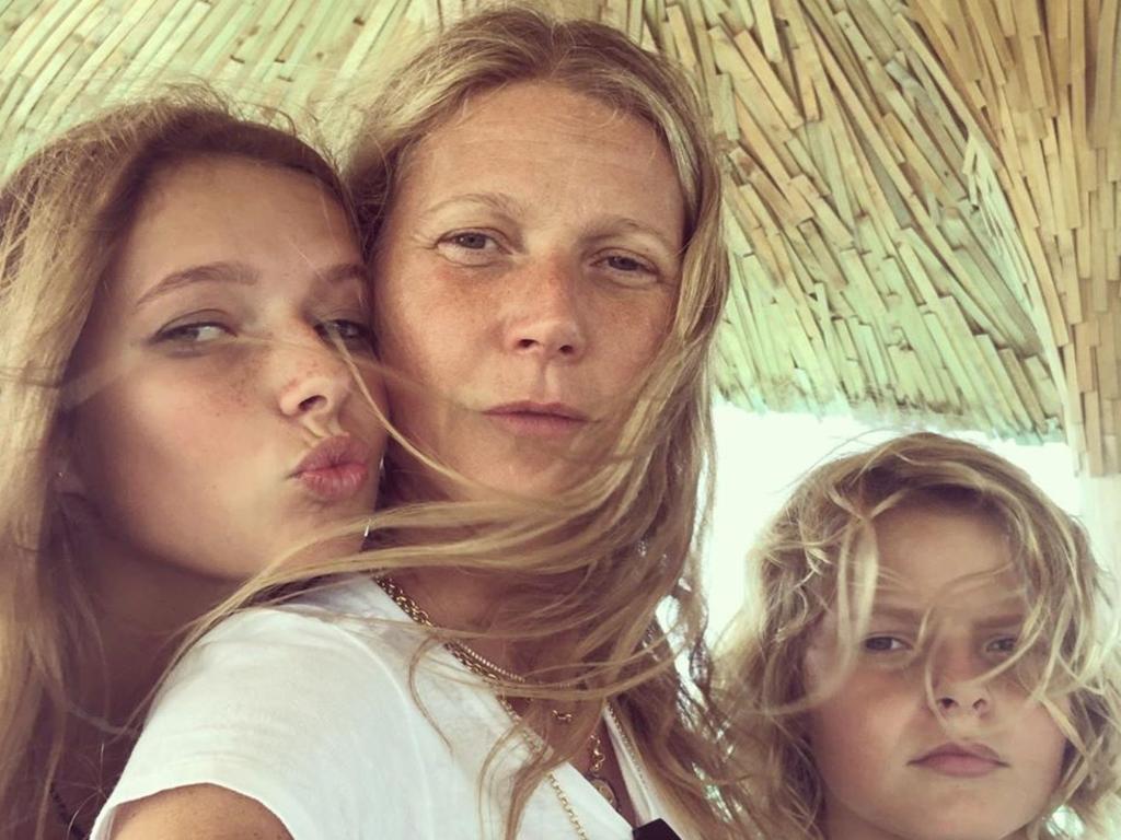 Gwyneth Paltrow with children Apple and Moses.