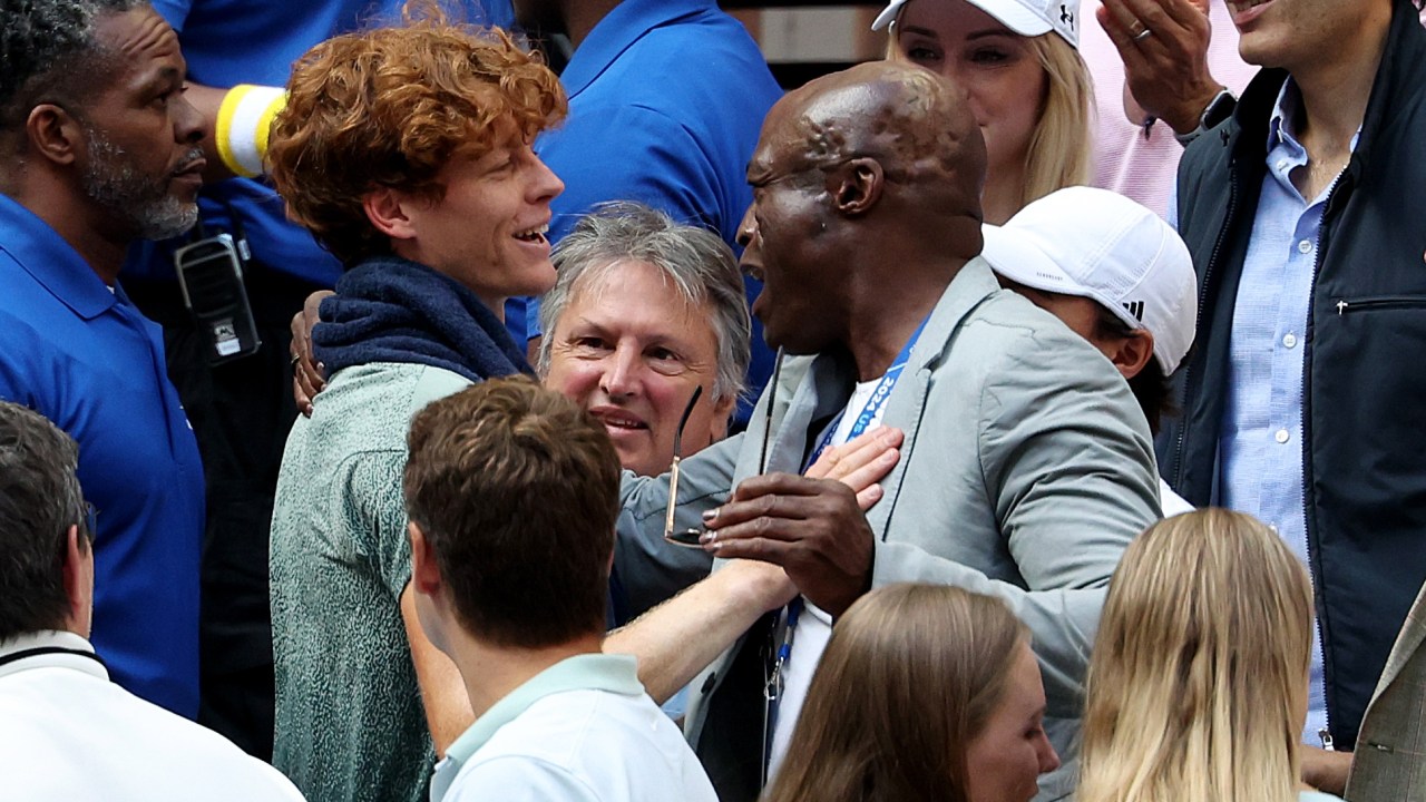 Jannik Sinner gets a hug from celebrity friend after winning the US Open