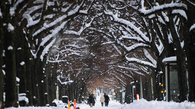 People walk in the heart of Sweden's capital, Stockholm, this month. Picture: AFP