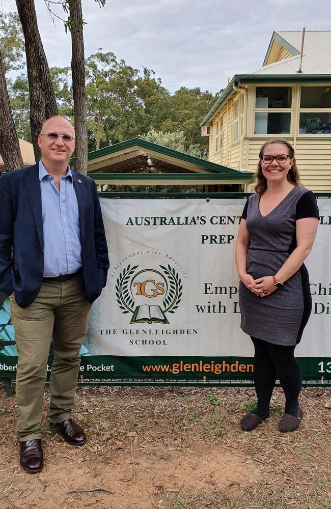 Peter Seldon, Speech and Language Development Australia chairman with SALDA human resources manager Jillian Campbell at The Glenleighden School, which is run by SALDA.